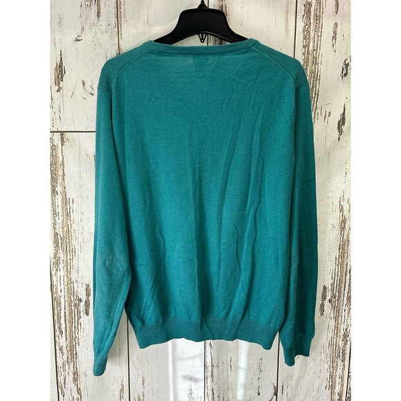 J.Crew Slim Fit V-Neck Sweater Men's Cotton/Cashmere Blend Med Teal Size Large - Picture 2 of 4